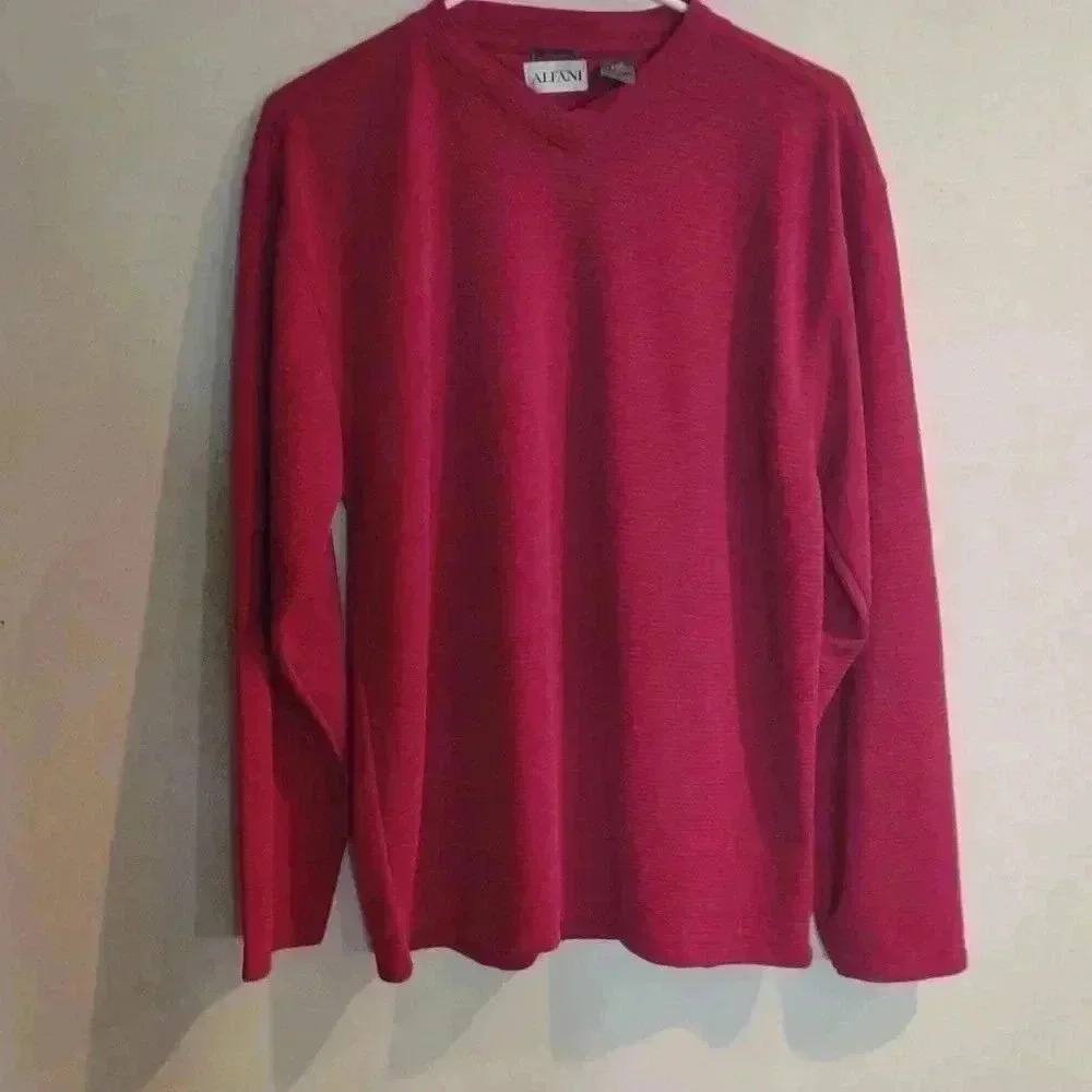 Alfani Sueded mens shirt size large maroon